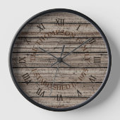 カスタム素朴灰色の茶色の風化した厚板パターン 壁時計 (正面)