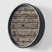 カスタム素朴灰色の茶色の風化した厚板パターン 壁時計 (傾斜)