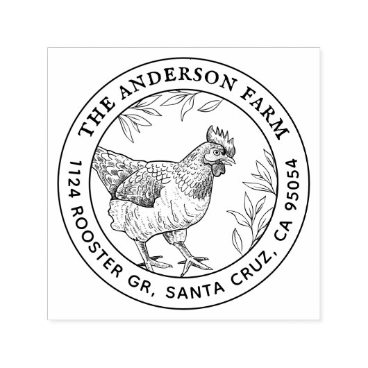 カスタム素朴鶏スケッチファームアドレス卵 セルフインキングスタンプ (デザイン)