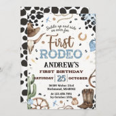 カスタム素朴Cowboy 1st Rodeo誕生日 招待状 (正面/裏面)