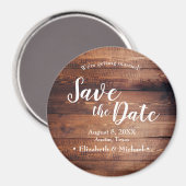 カスタム素朴Save the date Printed Dark Wood マグネット (正面/裏面)