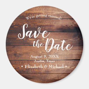 カスタム素朴Save the date Printed Dark Wood マグネット