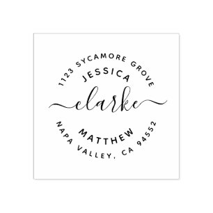 カスタム素朴Script結婚の差出人住所 ラバースタンプ