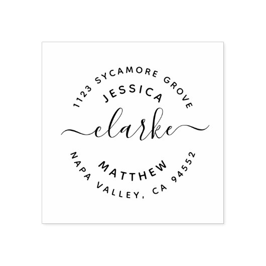 カスタム素朴Script結婚の差出人住所 ラバースタンプ (インプリント)