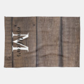 カスタム素朴Script Monogram Name Farmhouse キッチンタオル (横)