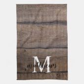 カスタム素朴Script Monogram Name Farmhouse キッチンタオル (縦)