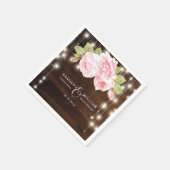 カスタム素朴Wood Stringライトバラ結婚 スタンダードカクテルナプキン (角)