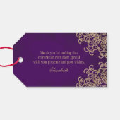 カスタム紫と金ゴールドインディアンスタイル ギフトタグ (裏面横)