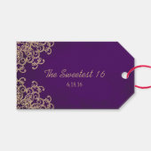 カスタム紫と金ゴールドインディアンスタイル ギフトタグ (正面(横))