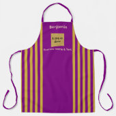 カスタム紫と金ゴールドストライプ エプロン (正面)