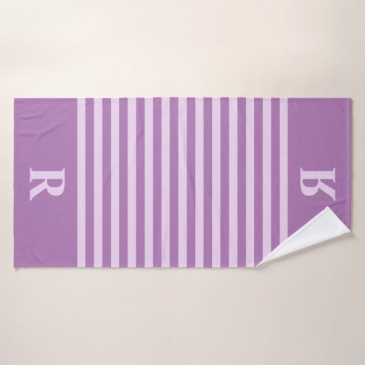 カスタム紫のストライプ バスタオル (バスタオル)