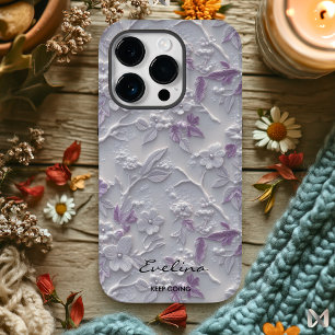 カスタム紫の刺繍フローラ&感動的 Case-Mate iPhone 14 PROケース