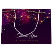 カスタム紫の金ゴールドモダンありがとうクリスマスプレゼント ラージペーパーバッグ (正面)