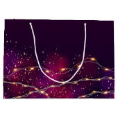 カスタム紫の金ゴールドモダンありがとうクリスマスプレゼント ラージペーパーバッグ (裏面)