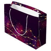 カスタム紫の金ゴールドモダンありがとうクリスマスプレゼント ラージペーパーバッグ (裏面アングル)
