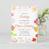 カスタム紫イエロー誕生日招待状 招待状 (スタンド正面)