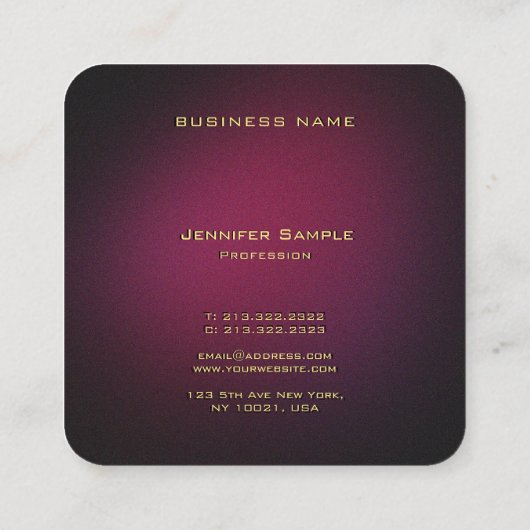 カスタム紫エレガント丸コーナー スクエア名刺 (裏面)