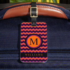 カスタム紫オレンジブラックシボロンパターン ラゲッジタグ