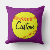 カスタム紫ソフトボール装飾用クッション クッション (正面)