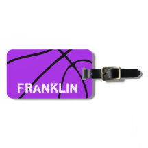 カスタム紫バスケットボールラゲッジタグ
