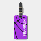 カスタム紫バスケットボールラゲッジタグ ラゲッジタグ (正面縦)