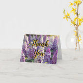 カスタム紫パーソナライズされた薄紫ありがとう カード (黄色い花)