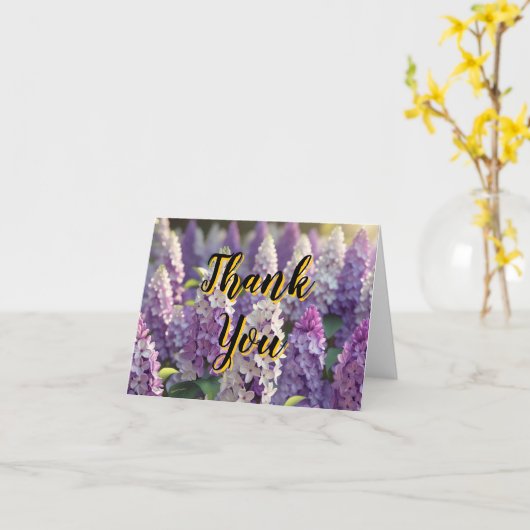 カスタム紫パーソナライズされた薄紫ありがとう カード (黄色い花)