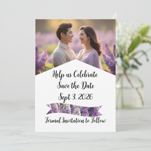 カスタム紫パーソナライズされた薄紫保存日 (スタンド正面)