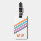 カスタム紫ピンクアクアオレンジレトロストライプズ ラゲッジタグ (正面縦)