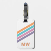 カスタム紫ピンクアクアオレンジレトロストライプズ ラゲッジタグ (裏面縦)