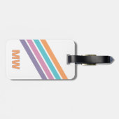 カスタム紫ピンクアクアオレンジレトロストライプズ ラゲッジタグ (裏面横)