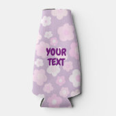 カスタム紫ピンクデイジーかわいいカラフルフローラ ボトルクーラー (正面)