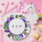 カスタム紫フローラ結婚ズ ペーパープレート (パーティー)