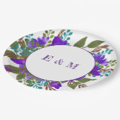 カスタム紫フローラ結婚ズ ペーパープレート (アングル)