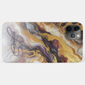 カスタム紫ブラックグレーホワイト金ゴールド大理石パターン Case-Mate iPhoneケース (裏面(横))