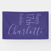 カスタム紫モダンシンプルハッピーバースデー 横断幕 (横)