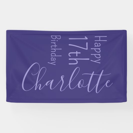 カスタム紫モダンシンプルハッピーバースデー 横断幕 (横)