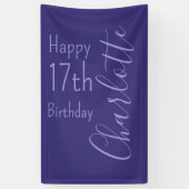 カスタム紫モダンシンプルハッピーバースデー 横断幕 (縦)