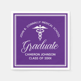 カスタム紫医学校卒業パーティー スタンダードカクテルナプキン