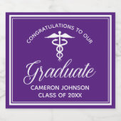 カスタム紫医学校卒業パーティー スパークリングワインラベル (シングルラベル)