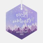 カスタム紫水晶の雪の森メリークリスマス ガラスオーナメント (裏面)
