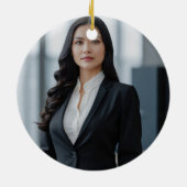 カスタム紫法学院卒業写真クリスマス セラミックオーナメント (裏面)