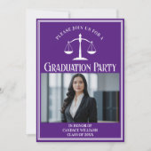 カスタム紫法科卒業写真パーティー 招待状 (正面)