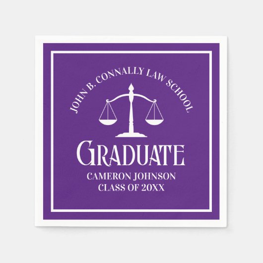 カスタム紫白法学校卒業党 スタンダードカクテルナプキン (正面)