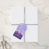 カスタム紫白雪平和森クリスマス ギフトタグ (より糸付き)