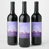 カスタム紫白雪平和森クリスマス ワインラベル (ボトル)