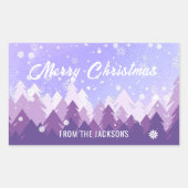 カスタム紫白雪平和森クリスマス 長方形シール (正面)