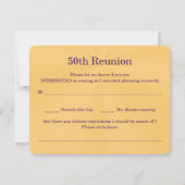 カスタム紫色および金ゴールドクラス懇親会応答カード 招待状 (裏面)