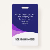 カスタム紫色の企業の従業員写真名タグ バッジ (裏面)