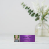 カスタム紫色の写真の卒業式の名前カード コーリングカード (スタンド正面)